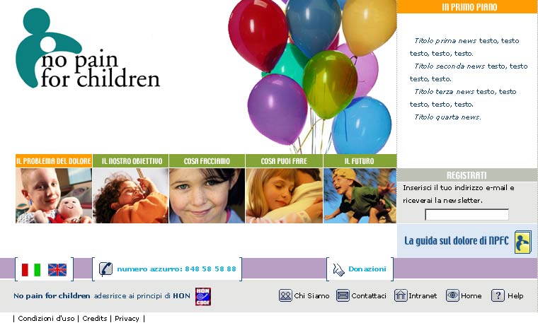 Il nuovo sito web di No Pain for Children ONLUS
